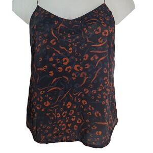 Nine West Women's Camisole Top Size M dark Leopard Print Silk Blend 90s inspired